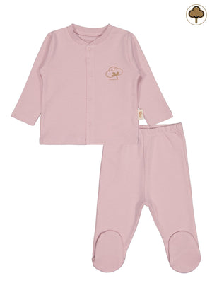Civil Baby Organik Pamuklu 0-6 Ay Bebe Pijama Takımı - Pembe