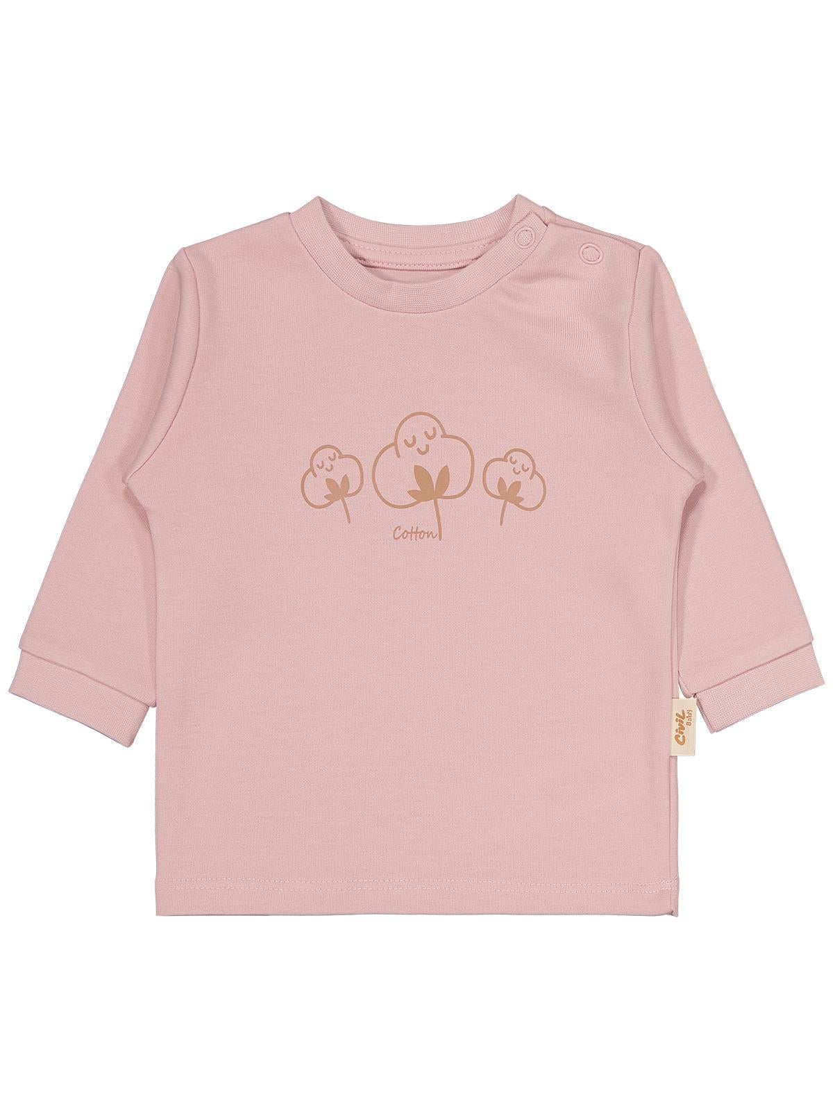 Civil Baby Organic Pamuklu Omuzdan Patlı 1-9 Ay Pijama Takımı - Pembe