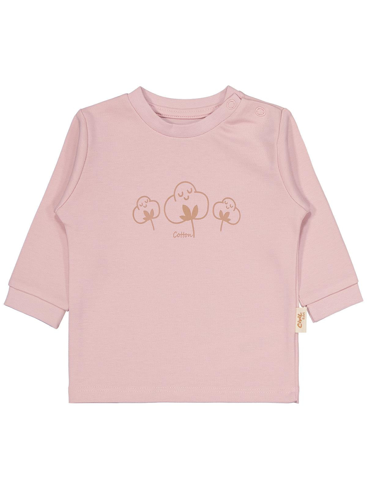 Civil Baby Organic Pamuklu Omuzdan Patlı 1-9 Ay Pijama Takımı - Pembe
