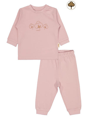 Civil Baby Organic Pamuklu Omuzdan Patlı 1-9 Ay Pijama Takımı - Pembe