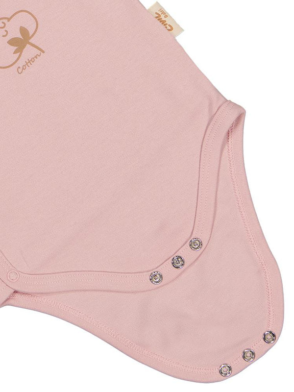 Civil Baby Organik Pamuklu Kruvaze 0-3 Ay Çıtçıtlı Badi - Pembe