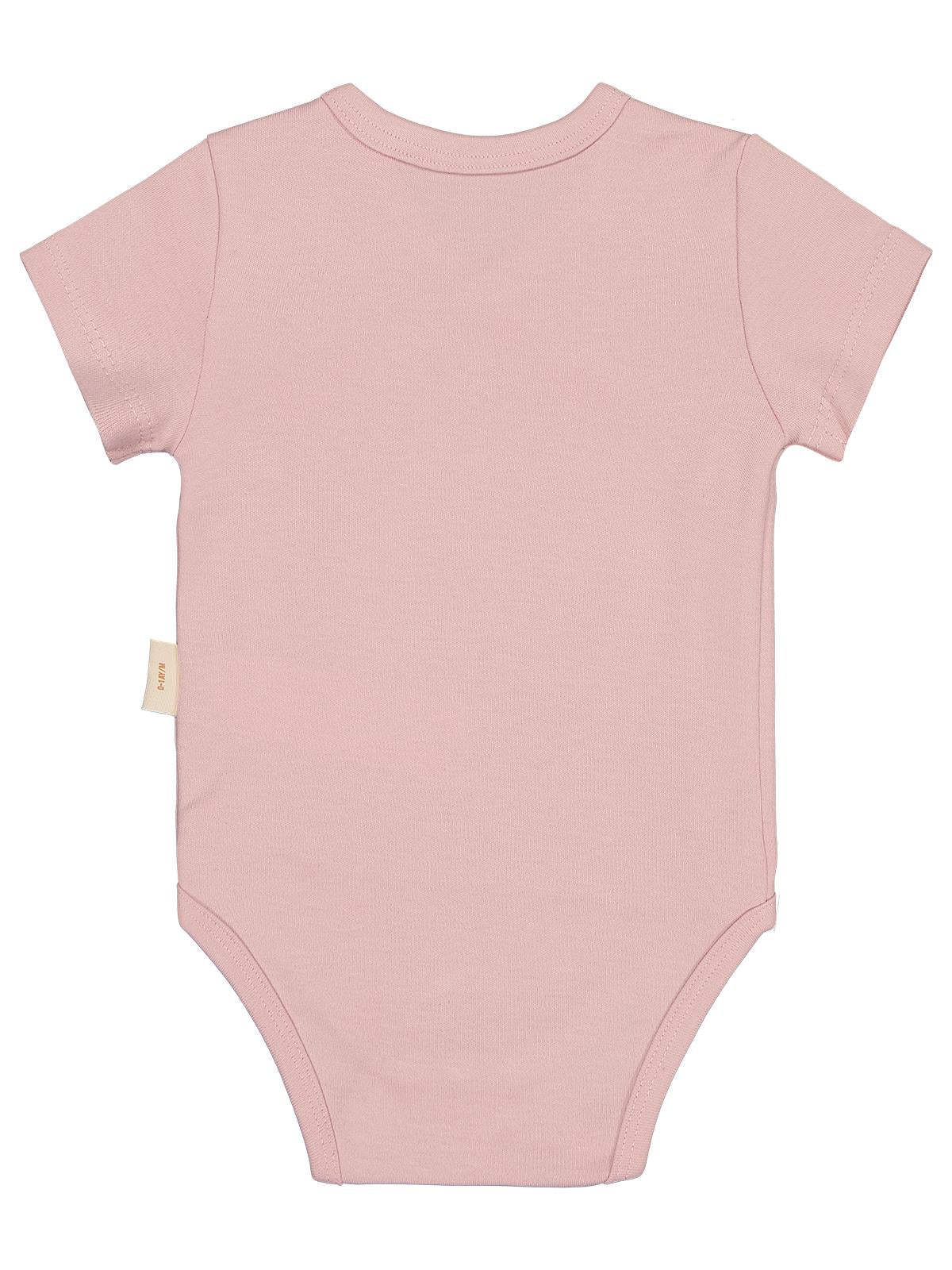 Civil Baby Organik Pamuklu Kruvaze 0-3 Ay Çıtçıtlı Badi - Pembe