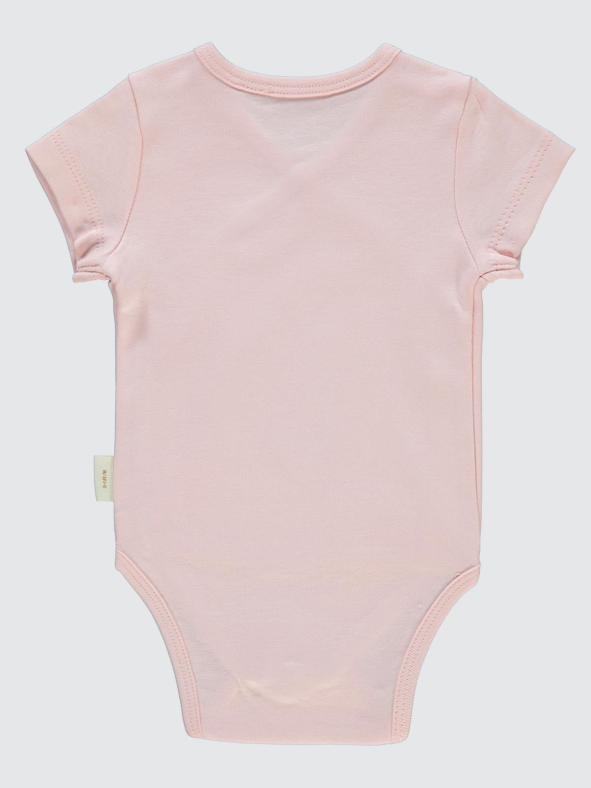 Civil Baby Organik Pamuklu Kruvaze 0-3 Ay Çıtçıtlı Badi - Pembe