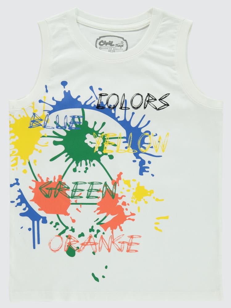 Civil Boys Colors  Baskılı 10-13 Yaş Tişört - Ekru