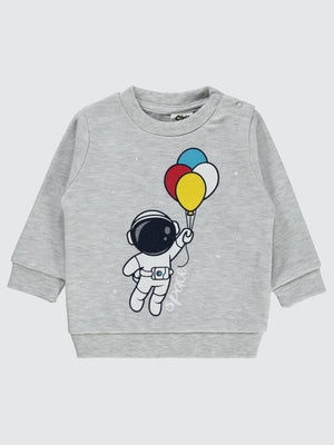 Civil Baby Astronot Baskılı 6-18 Ay Sweatshirt - Gri