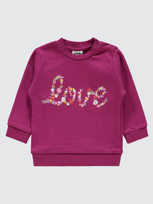 Civil Baby Çiçek Love Baskılı 6-18 Ay Takım - Lila