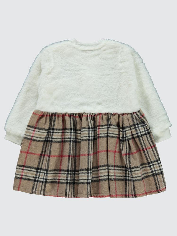 Civil Baby Pelüş Kedi Nakışlı 9-18 Ay Elbise - Bej