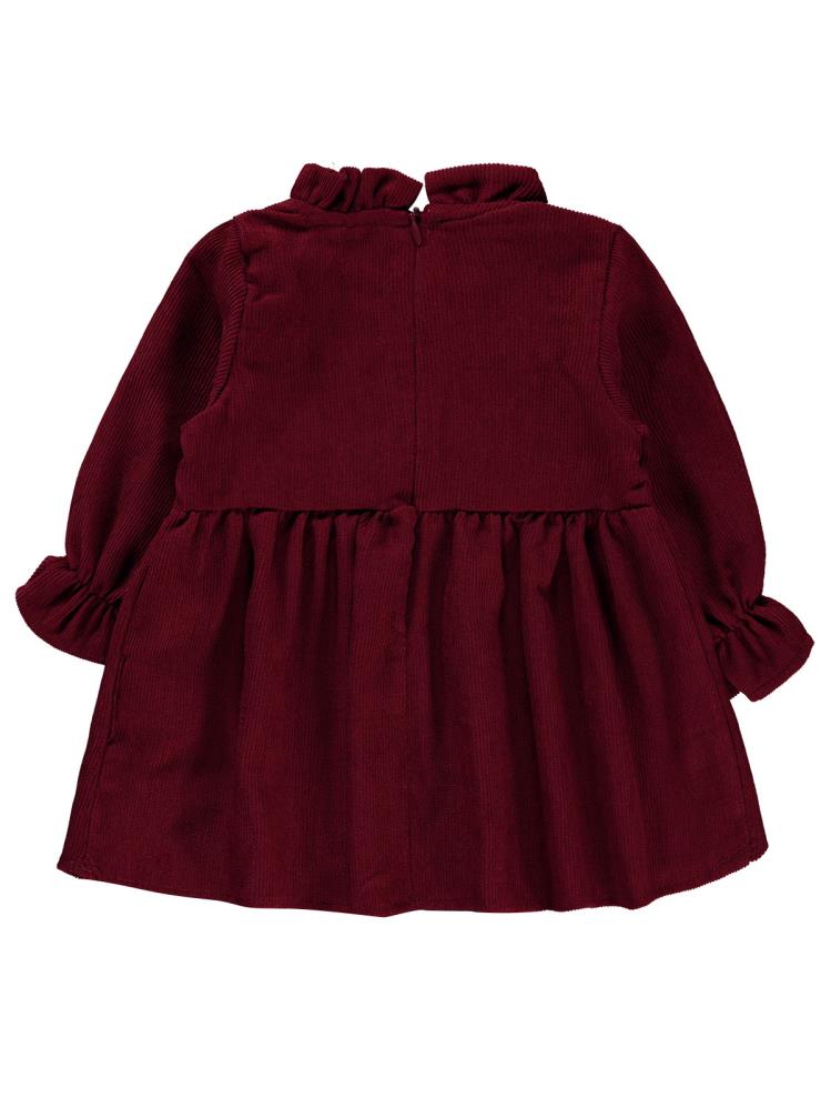 Civil Baby Yaka Fırfırlı Fiyonklu 6-18 Ay Elbise - Bordo