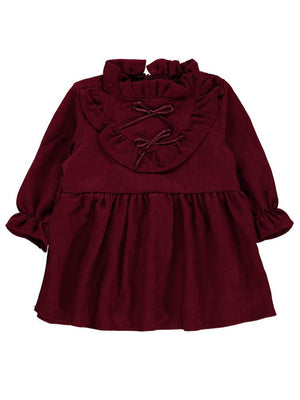 Civil Baby Yaka Fırfırlı Fiyonklu 6-18 Ay Elbise - Bordo