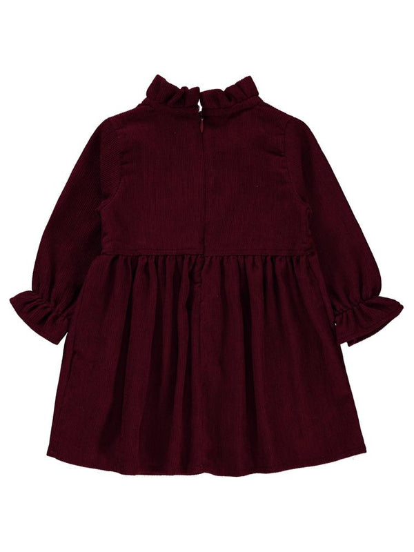 Civil Baby Yaka Fırfırlı Fiyonklu 6-18 Ay Elbise - Bordo