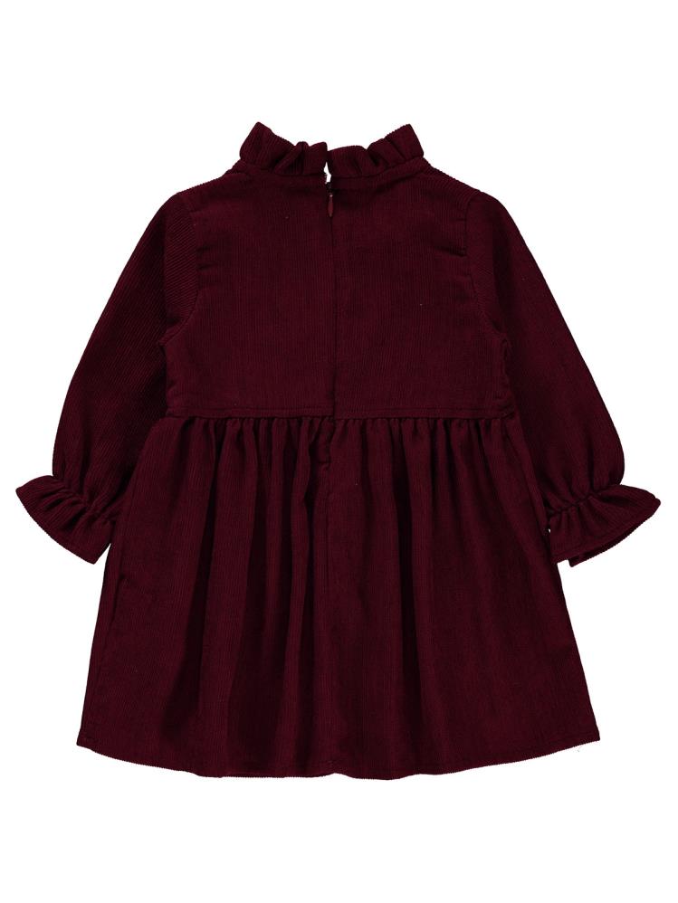 Civil Baby Yaka Fırfırlı Fiyonklu 6-18 Ay Elbise - Bordo