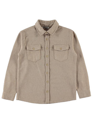 Civil Boys Kapak Cepli Düz 10-13 Yaş Gömlek - Bej