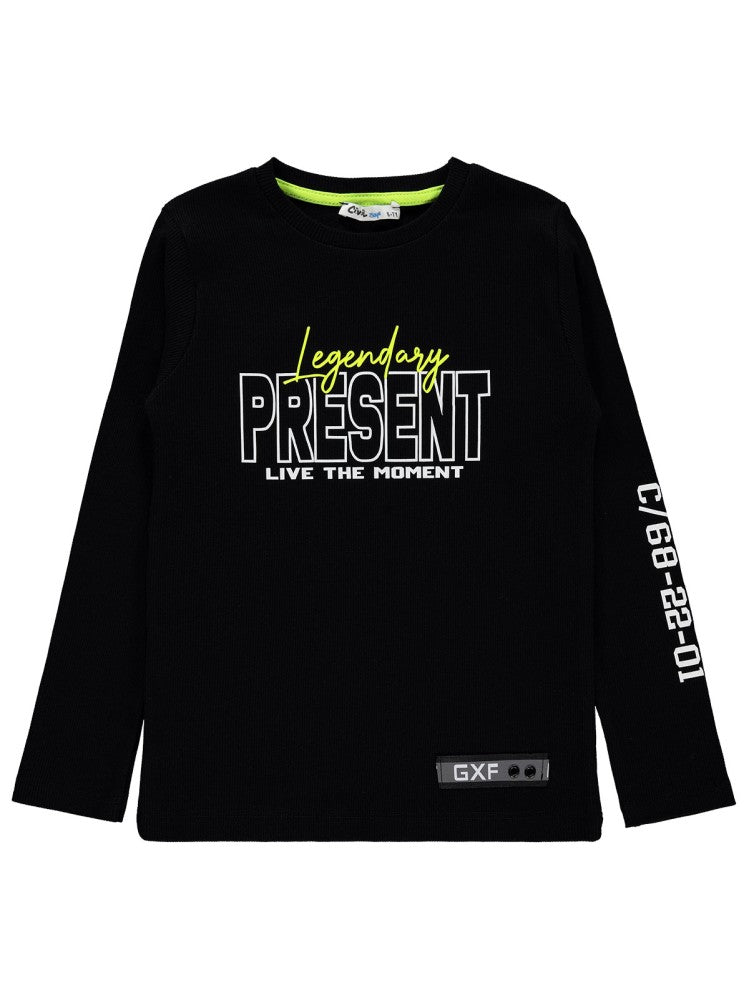 Civil Boys Present Baskılı Kaşkorse 6-9 Yaş Sweatshirt - Siyah