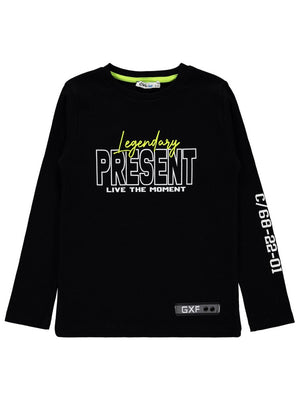 Civil Boys Present Baskılı Kaşkorse 6-9 Yaş Sweatshirt - Siyah