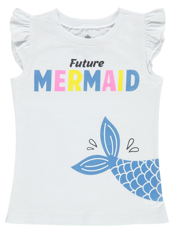 Civil Girls Mermaıd Baskılı 2-5 Yaş Tişört - Beyaz
