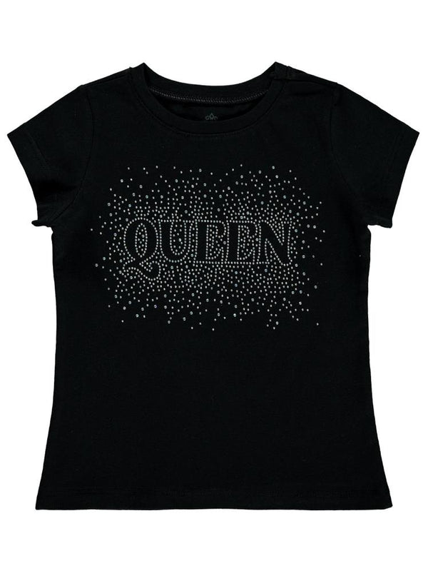Civil Girls Queen Taşlı 2-5 Yaş Tişört - Siyah