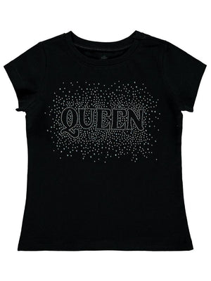Civil Girls Queen Taşlı 2-5 Yaş Tişört - Siyah