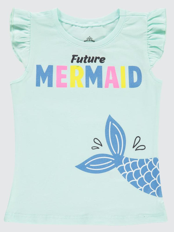Civil Girls Mermaıd Baskılı 2-5 Yaş Tişört - Yeşil
