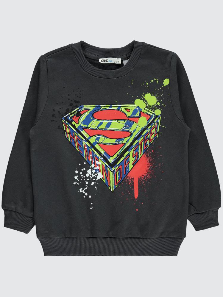 Superman Baskılı 2-5 Yaş Sweatshirt - Gri