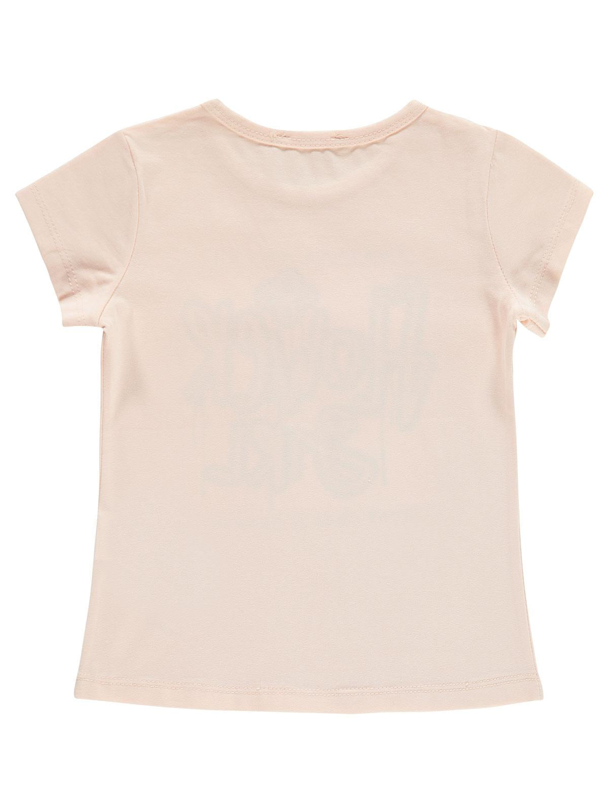 Civil Girls Flower Girl Baskılı 2-5 Yaş Tişört - Pudra