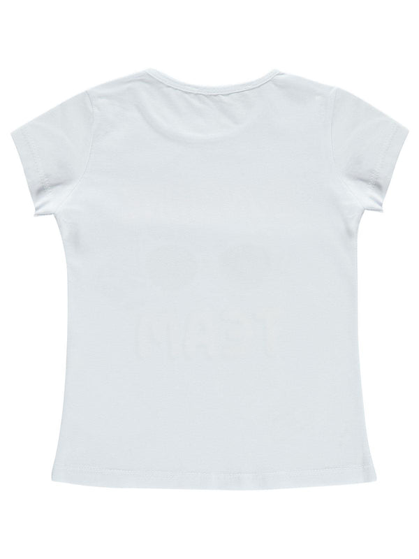 Civil Girls Flower Girl Baskılı 2-5 Yaş Tişört - Beyaz