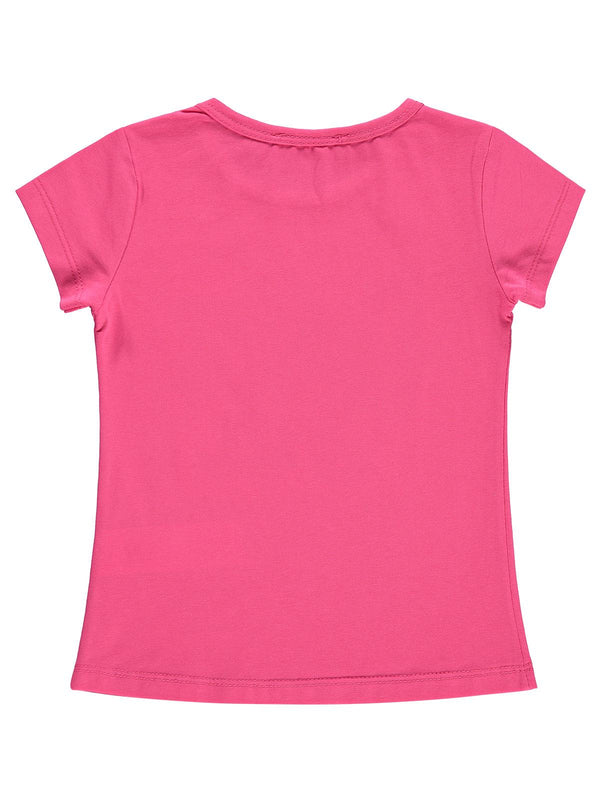 Civil Girls Flower Girl Baskılı 2-5 Yaş Tişört - Fusya