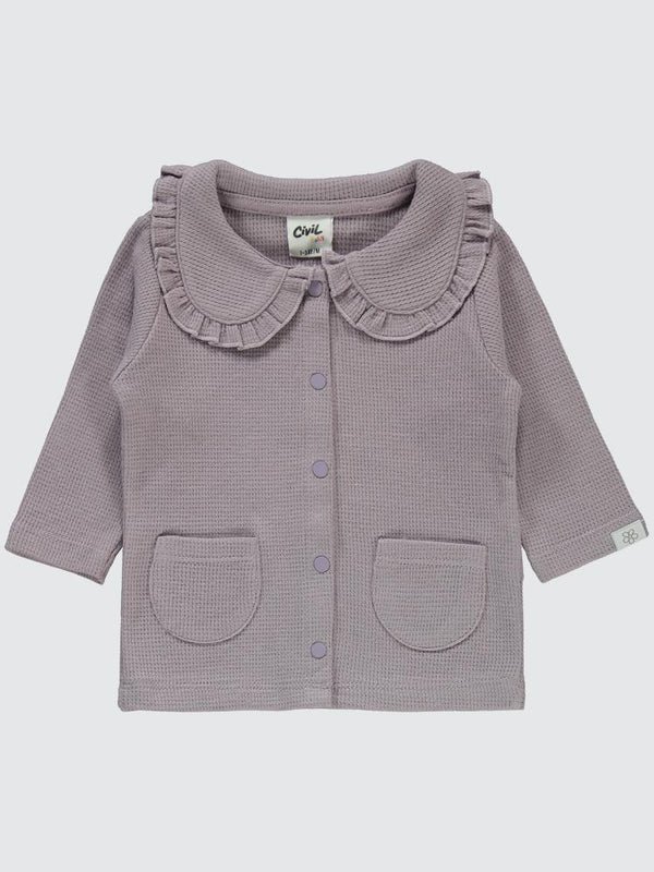 Civil Baby Patikli Yakalı Çiçek Etiketli 1-9 Ay Pijama Takımı - Lila