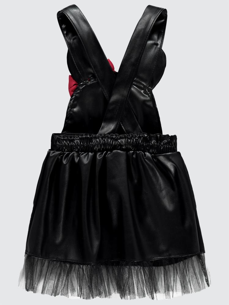 Civil Baby Deri Kulaklı Fiyonklu 9-18 Ay Elbise - Siyah