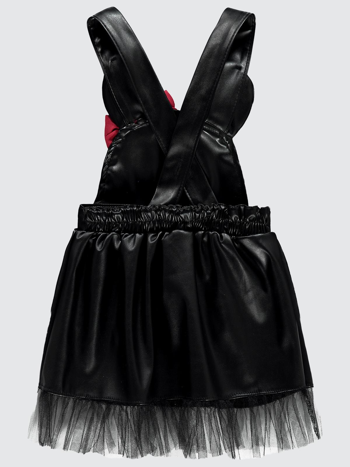 Civil Baby Deri Kulaklı Fiyonklu 9-18 Ay Elbise - Siyah