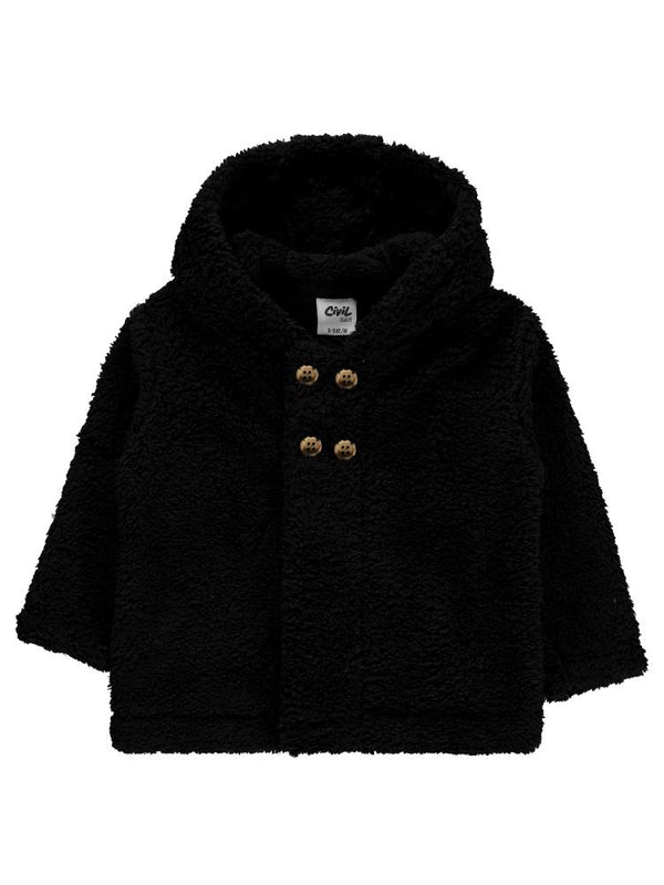 Civil Baby Kapşonlu Patlı 6-18 Ay Hırka - Siyah