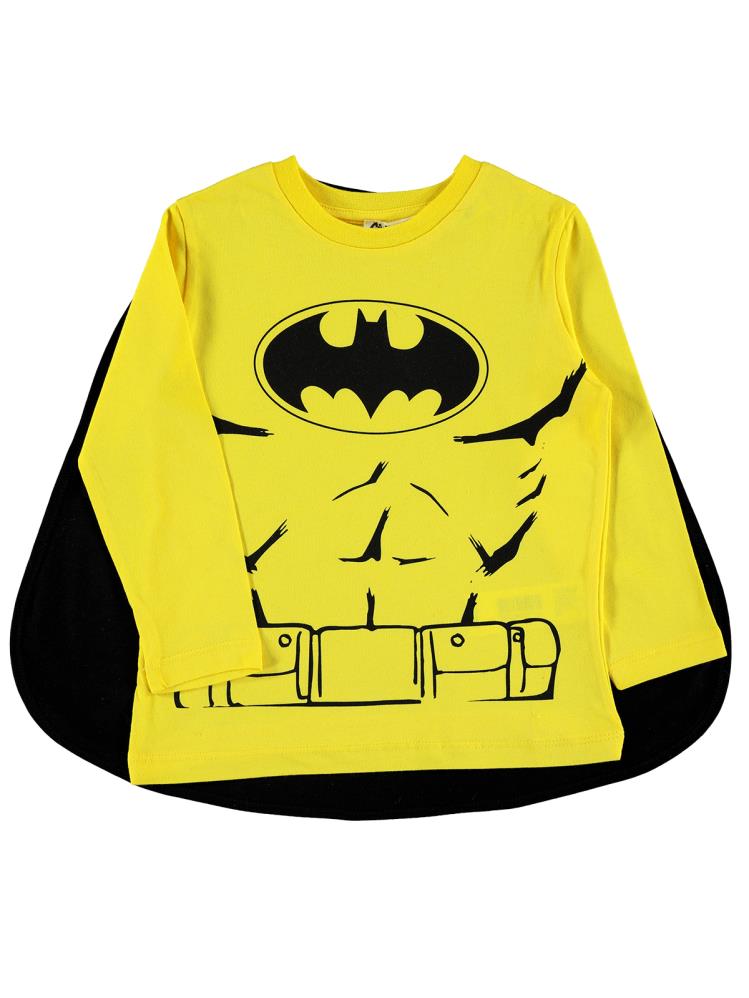 Batman Baskılı Pelerinli 2-5 Yaş Sweatshirt - Sarı