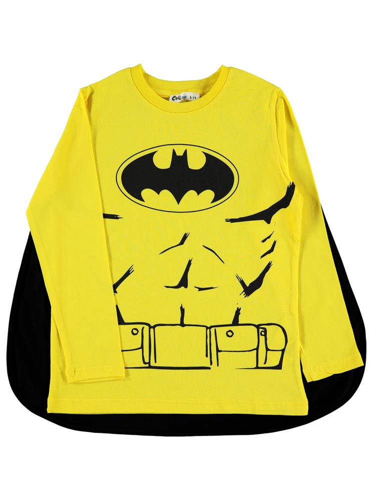 Batman Baskılı Pelerinli 10-13 Yaş Sweatshirt - Sarı