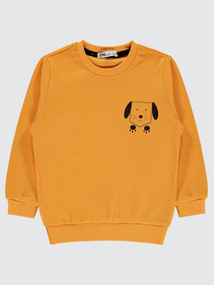 Civil Boys Köpek Baskılı 2-5 Yaş Sweatshirt - Hardal