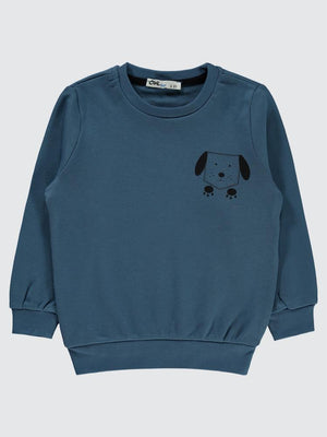 Civil Boys Köpek Baskılı 2-5 Yaş Sweatshirt - Mavi