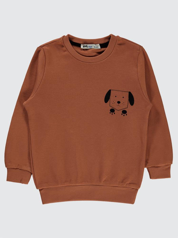 Civil Boys Köpek Baskılı 2-5 Yaş Sweatshirt - Turuncu