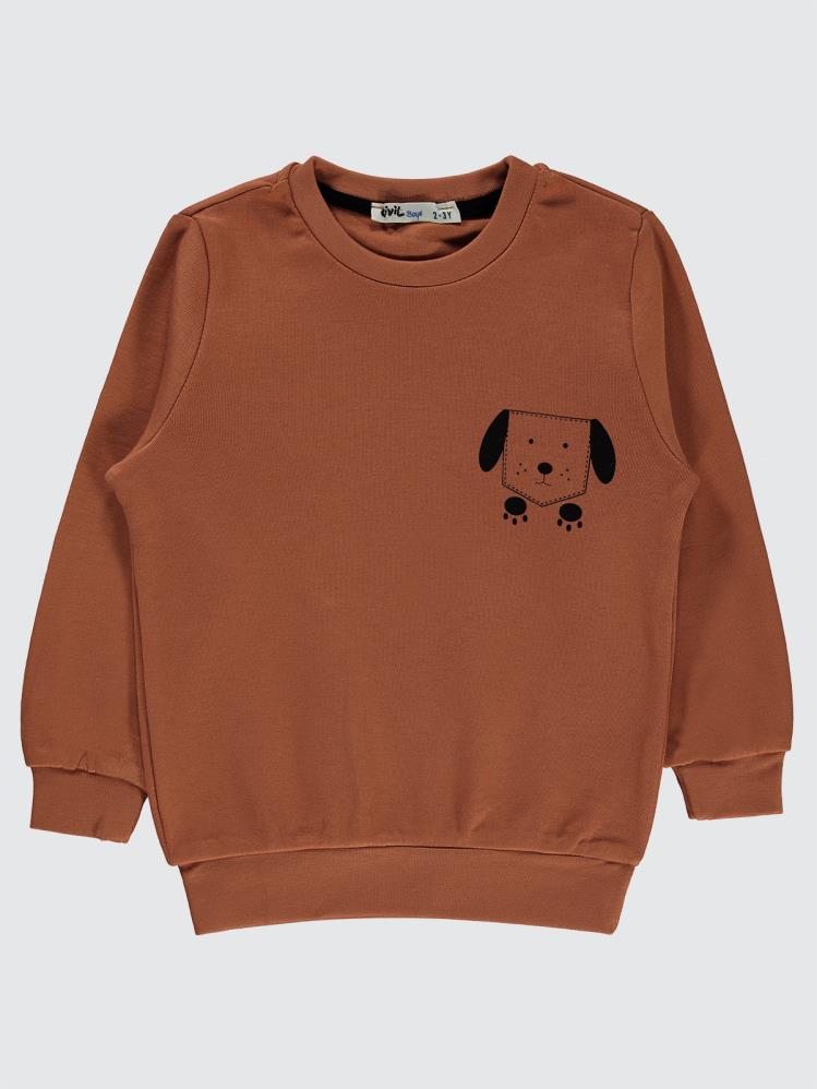 Civil Boys Köpek Baskılı 2-5 Yaş Sweatshirt - Turuncu
