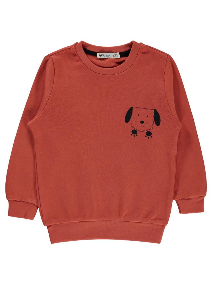 Civil Boys Köpek Baskılı 2-5 Yaş Sweatshirt - Turuncu