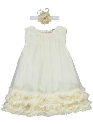 Civil Baby Eteği Fırfırlı Tül 6-18 Ay Elbise - Ekru