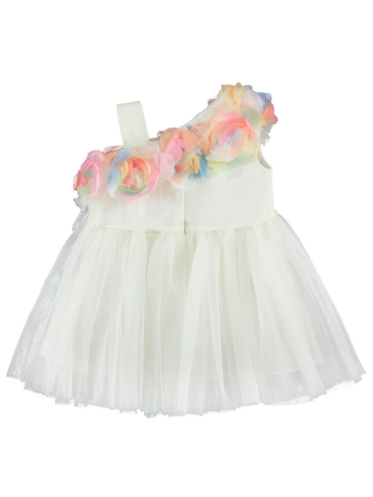 Civil Baby Askılı Gül Aksesuarlı 6-18 Ay Elbise - Ekru