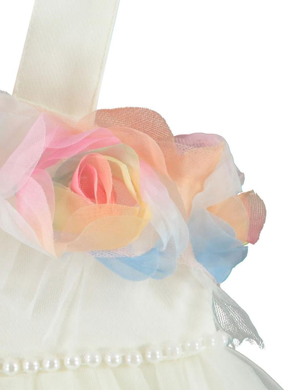 Civil Baby Askılı Gül Aksesuarlı 6-18 Ay Elbise - Ekru