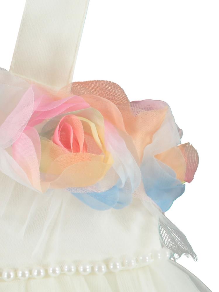 Civil Baby Askılı Gül Aksesuarlı 6-18 Ay Elbise - Ekru