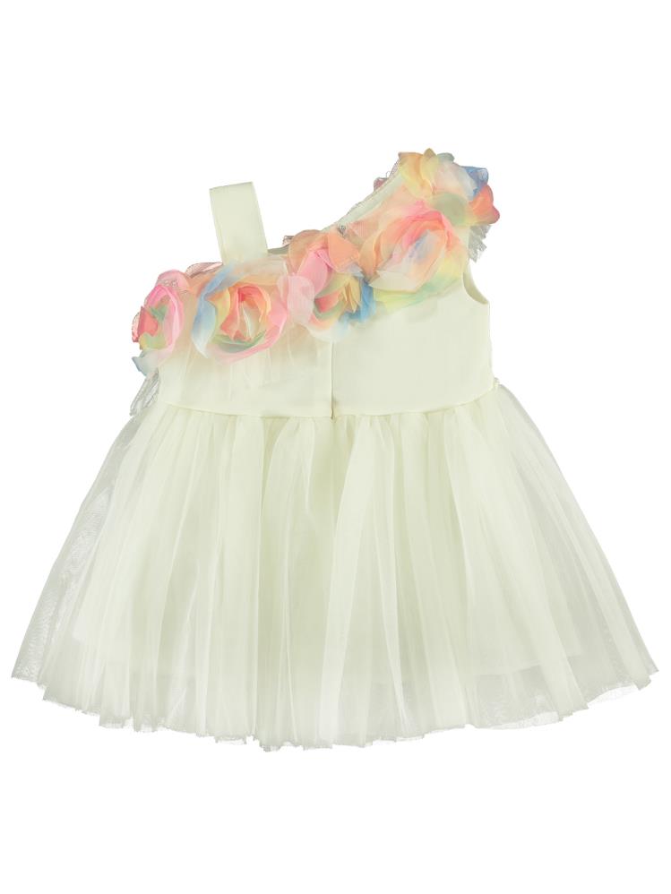 Civil Baby Askılı Gül Aksesuarlı 6-18 Ay Elbise - Ekru