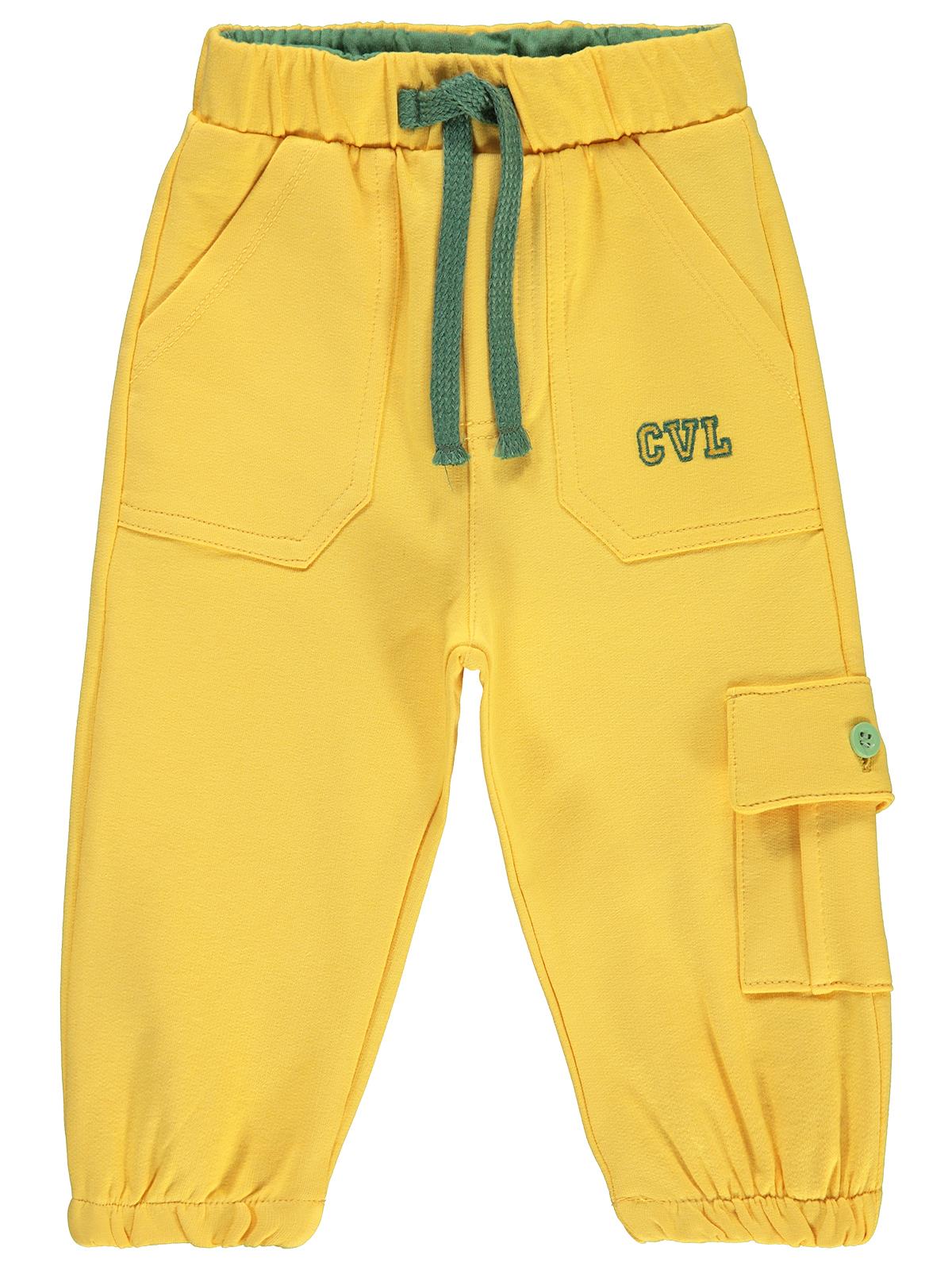 Civil Baby Kargo Cepli Cvl Nakışlı 6-18 Ay Eşofman Altı - Sarı
