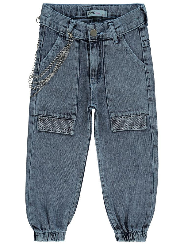 Civil Girls Torba Cepli Kapaklı 2-5 Yaş Pantolon - Mavi