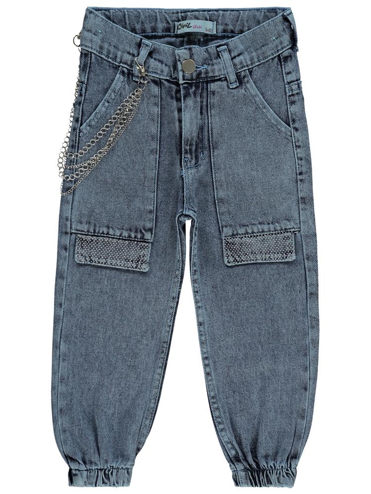 Civil Girls Torba Cepli Kapaklı 2-5 Yaş Pantolon - Mavi