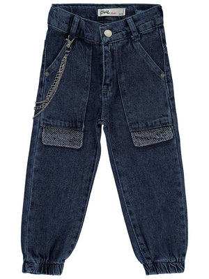 Civil Girls Torba Cepli Kapaklı 2-5 Yaş Pantolon - Mavi