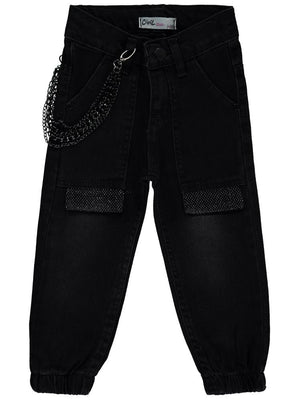 Civil Girls Torba Cepli Kapaklı 2-5 Yaş Pantolon - Siyah