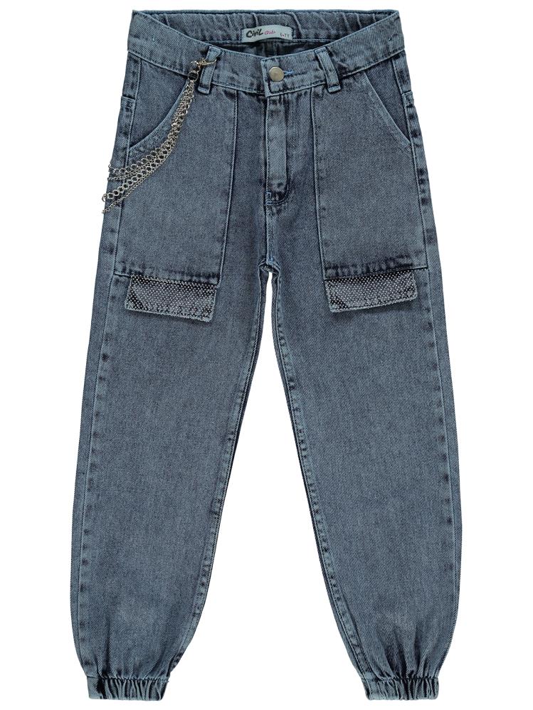 Civil Girls Torba Cepli Kapaklı 6-9 Yaş Pantolon - Mavi