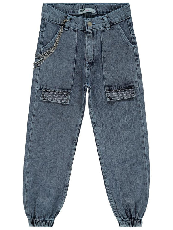 Civil Girls Torba Cepli Kapaklı 10-13 Yaş Pantolon - Mavi