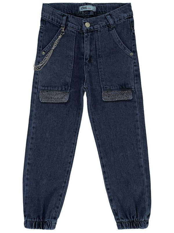 Civil Girls Torba Cepli Kapaklı 10-13 Yaş Pantolon - Mavi